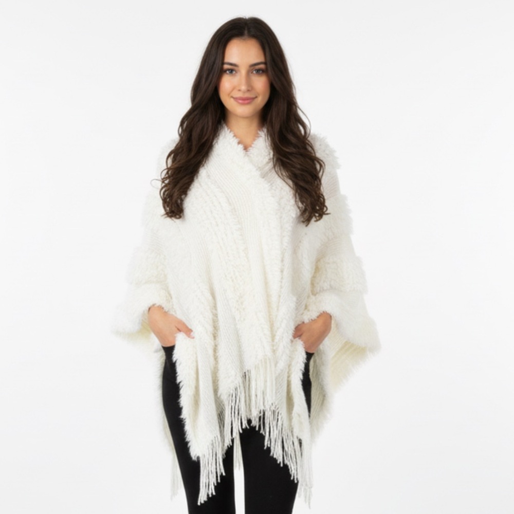 Marc New York Andrew Marc Fuzzy Poncho Cape Wrap L/XL
